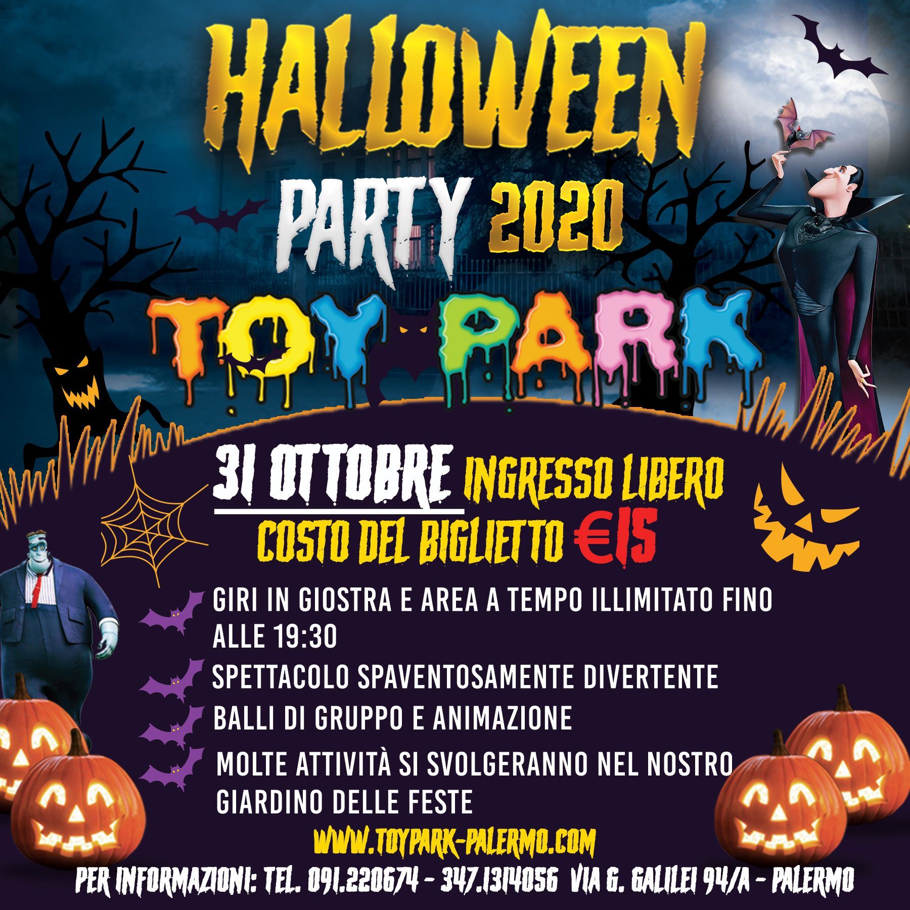Halloween Party, parco divertimenti Toy Park Palermo