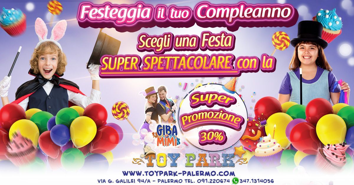 Promozione parco divertimenti Palermo Toy Park: Super Promozione Festa Spettacolare
