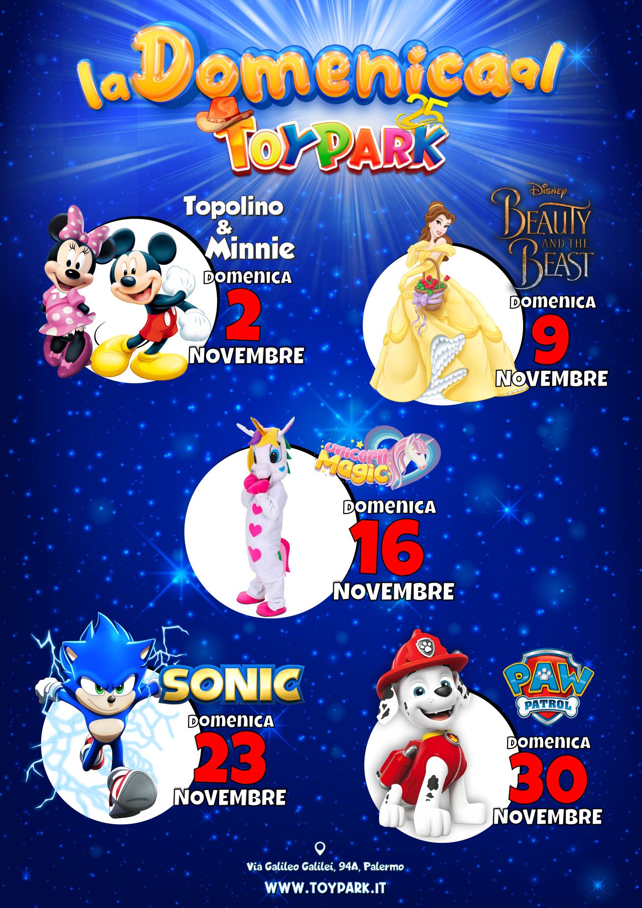 Eventi gratutiti per bambini a Palermo la Domenica mattina - Novembre 2025 Le Domeniche al Toy Park a Novembre